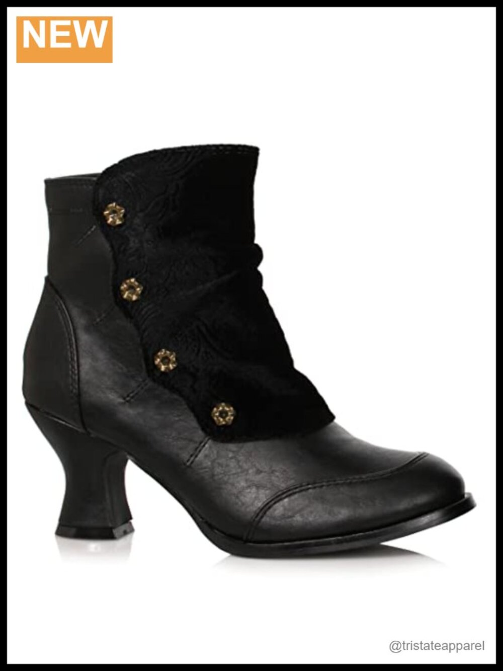 Women's Ankle Booties Comma Heel Zip Casual Boots Lace Trim